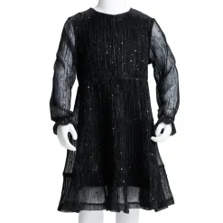 vidaXL Ropa Y Accesorios-Vestido infantil de manga larga negro 92