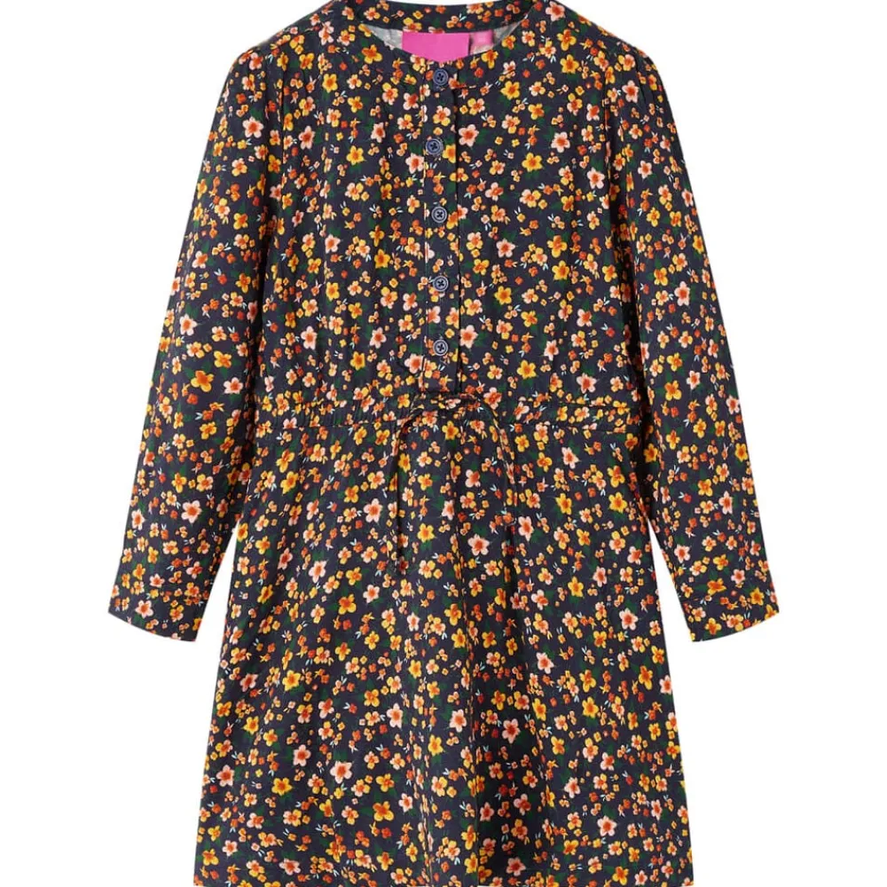 vidaXL Vestido infantil de manga larga azul marino 92