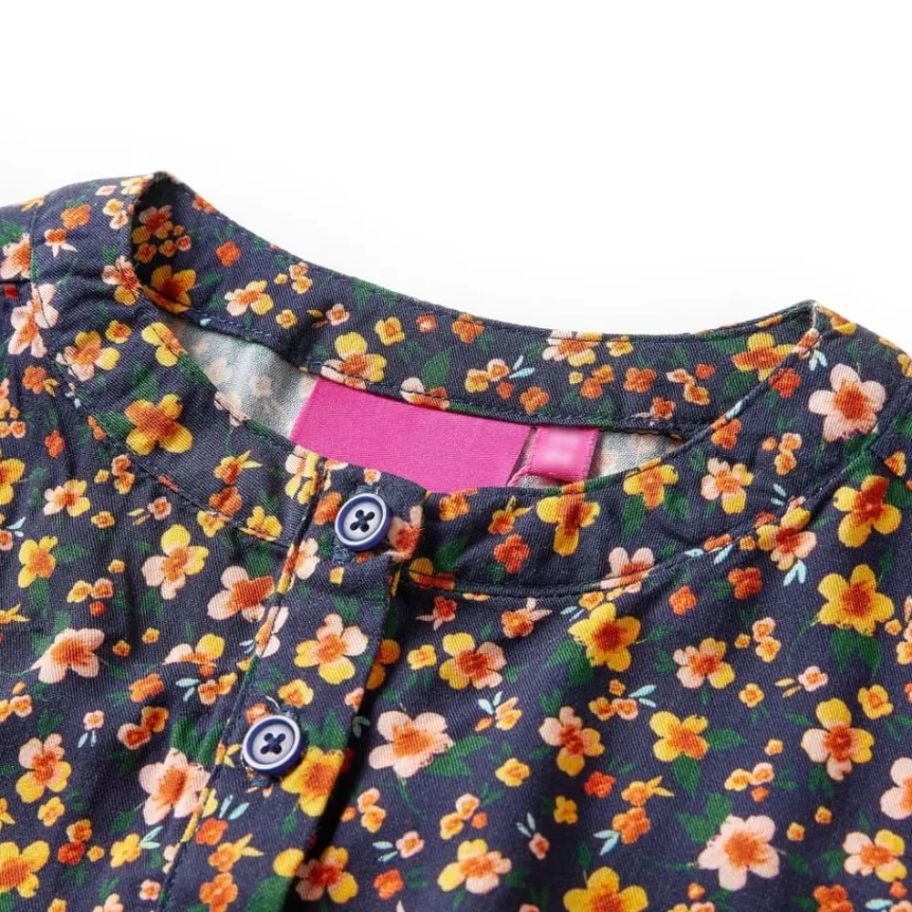 vidaXL Vestido infantil de manga larga azul marino 92