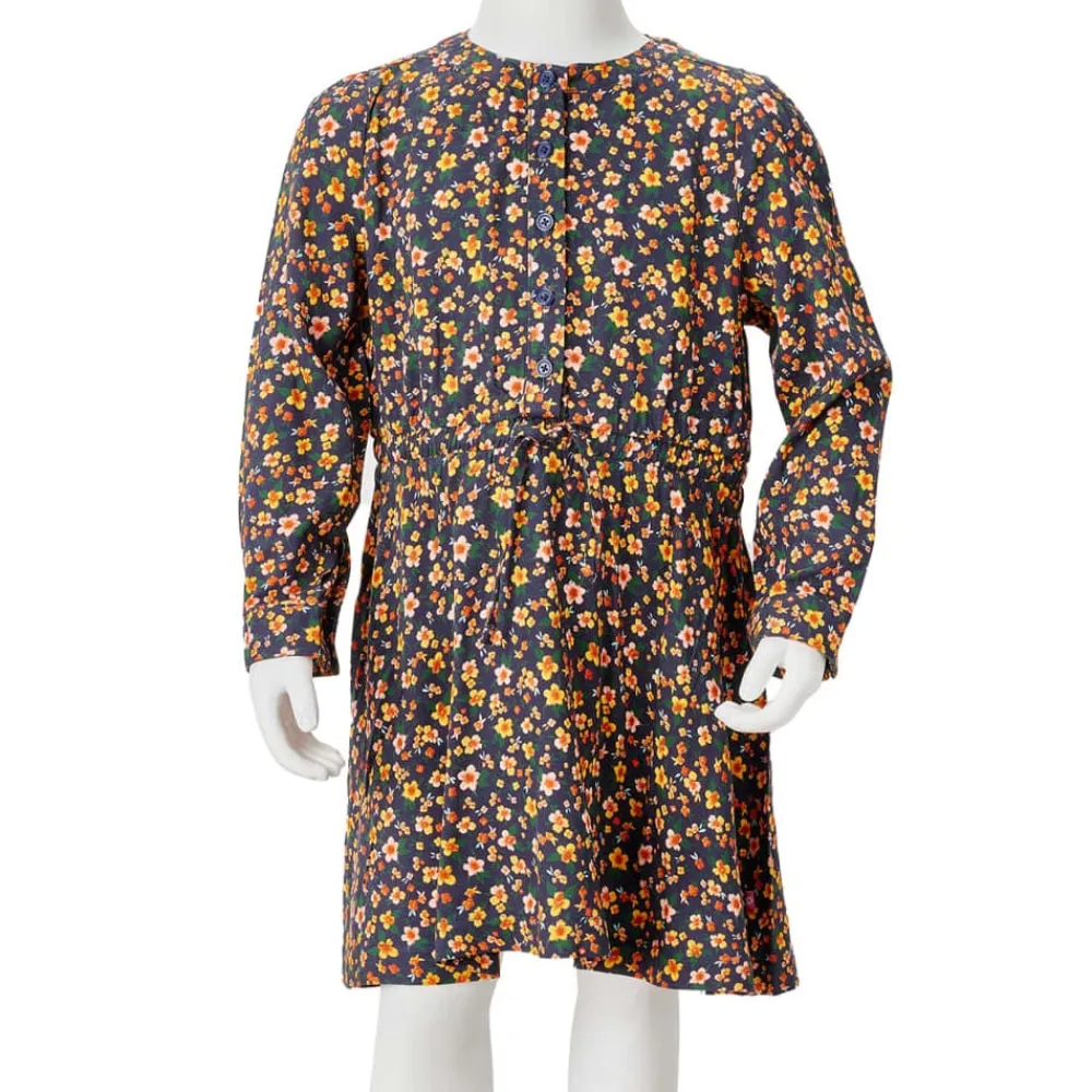 vidaXL Vestido infantil de manga larga azul marino 92