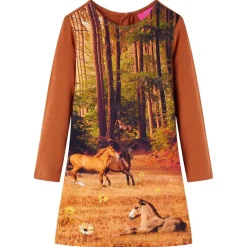vidaXL Ropa Y Accesorios-Vestido infantil de manga larga color coñac 92