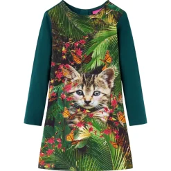 vidaXL Vestido infantil de manga larga 104 Verde oscuro Best