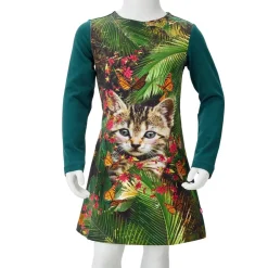 vidaXL Vestido infantil de manga larga 104 Verde oscuro Best