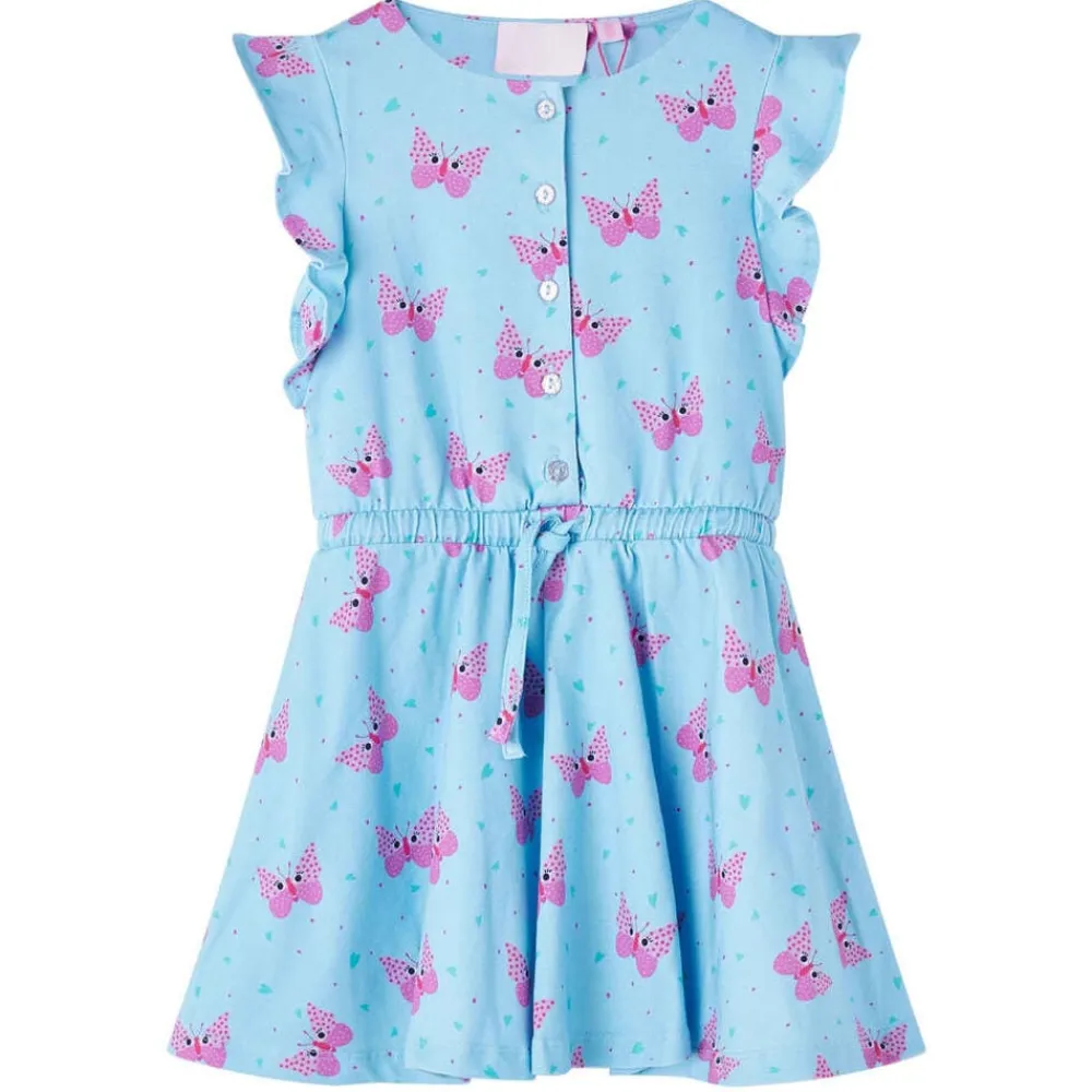 vidaXL Vestido infantil sin mangas con botones azul 104 New