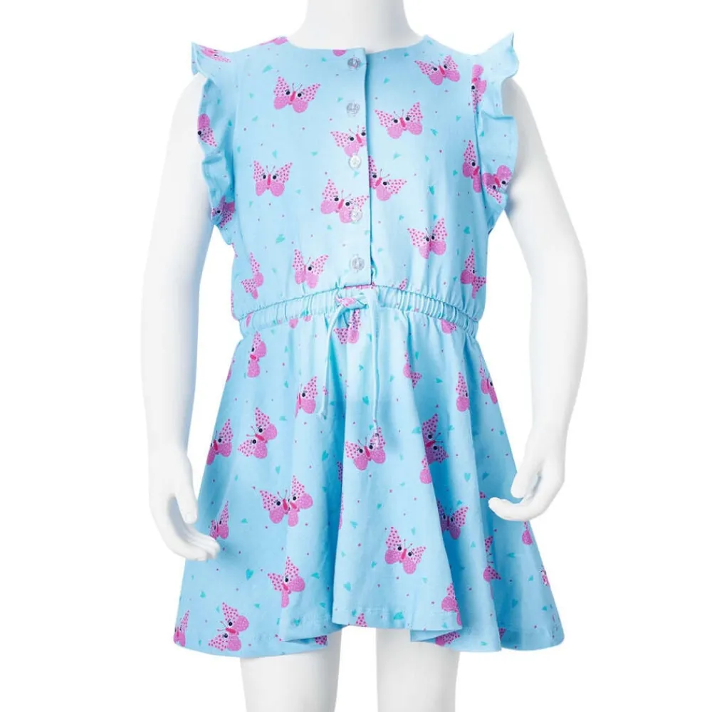 vidaXL Vestido infantil sin mangas con botones azul 104 New