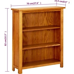 vidaXL vidaX Estantería de 3 niveles de madera maciza de roble 70x22,5x82 cm Hot