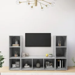 vidaXL | Gabinete de TV | 3 pcs 37 x 35 x 107.5 cm Gris hormig&oacute;n Hot