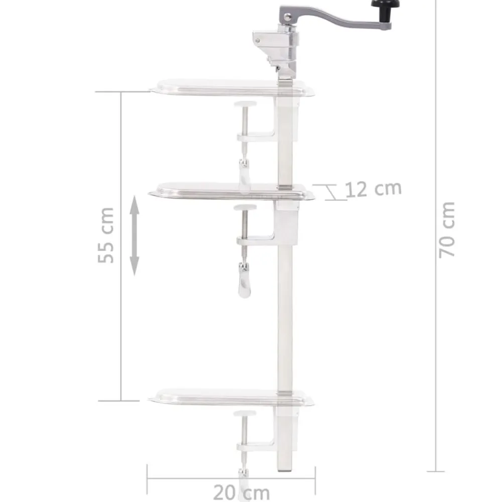 vidaXL Abridor latas de aluminio y acero inoxidable plateado 70 cm