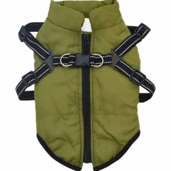vidaXL Abrigo perro arnés impermeable reflectante L24 verde militar Verde ejército Hot