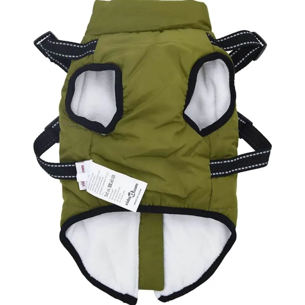 vidaXL Abrigo perro arnés impermeable reflectante L24 verde militar Verde ejército Hot