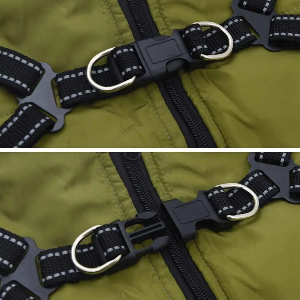 vidaXL Abrigo perro arnés impermeable reflectante L24 verde militar Verde ejército Hot