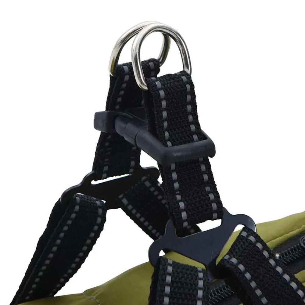 vidaXL Abrigo perro arnés impermeable reflectante L24 verde militar Verde ejército Hot