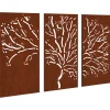 vidaXL Adorno pared jardín 3 pzas acero corten diseño árbol 105x55 cm Online