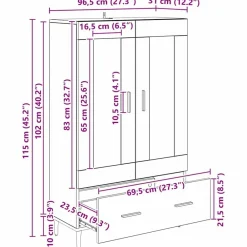 vidaXL Alacena Roble artesanal 69,5 x 31 x 115 cm Madera contrachapada Roble artisan Hot