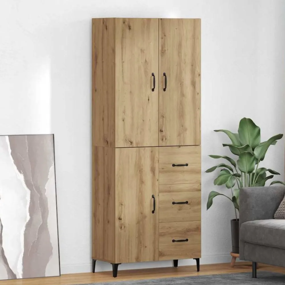vidaXL Armarios Y Almacenamiento-Alacena Roble artesanal 69,5 x 34 x 180 cm Madera contrachapada