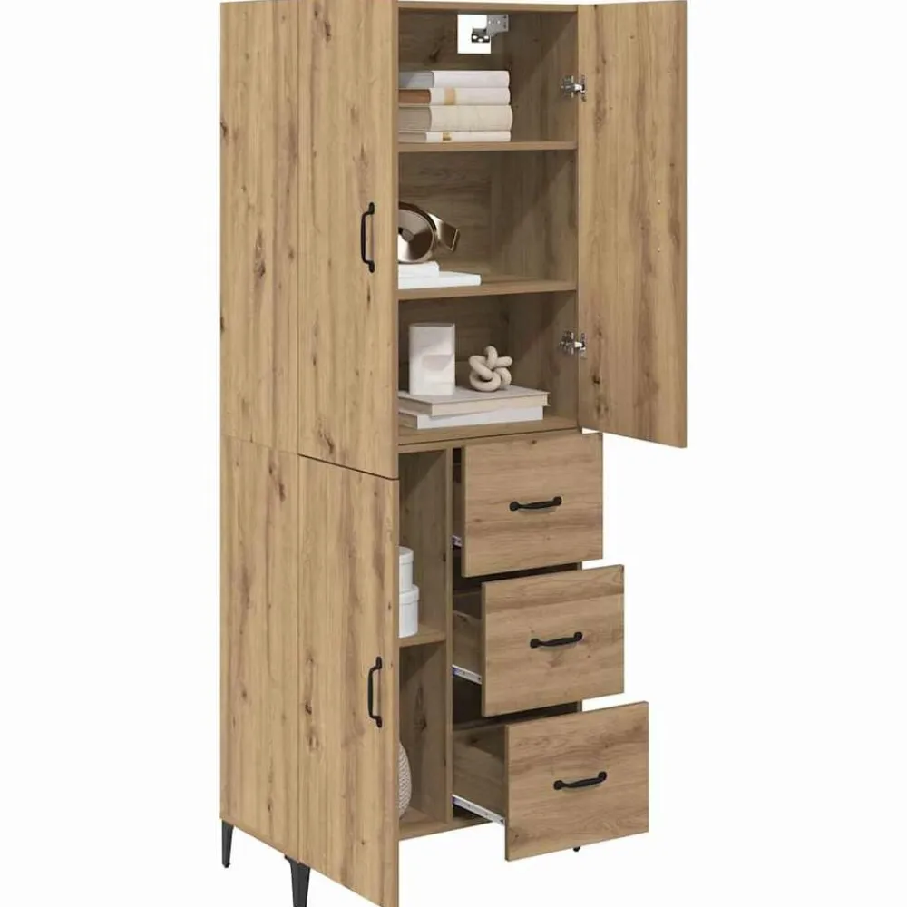 vidaXL Armarios Y Almacenamiento-Alacena Roble artesanal 69,5 x 34 x 180 cm Madera contrachapada