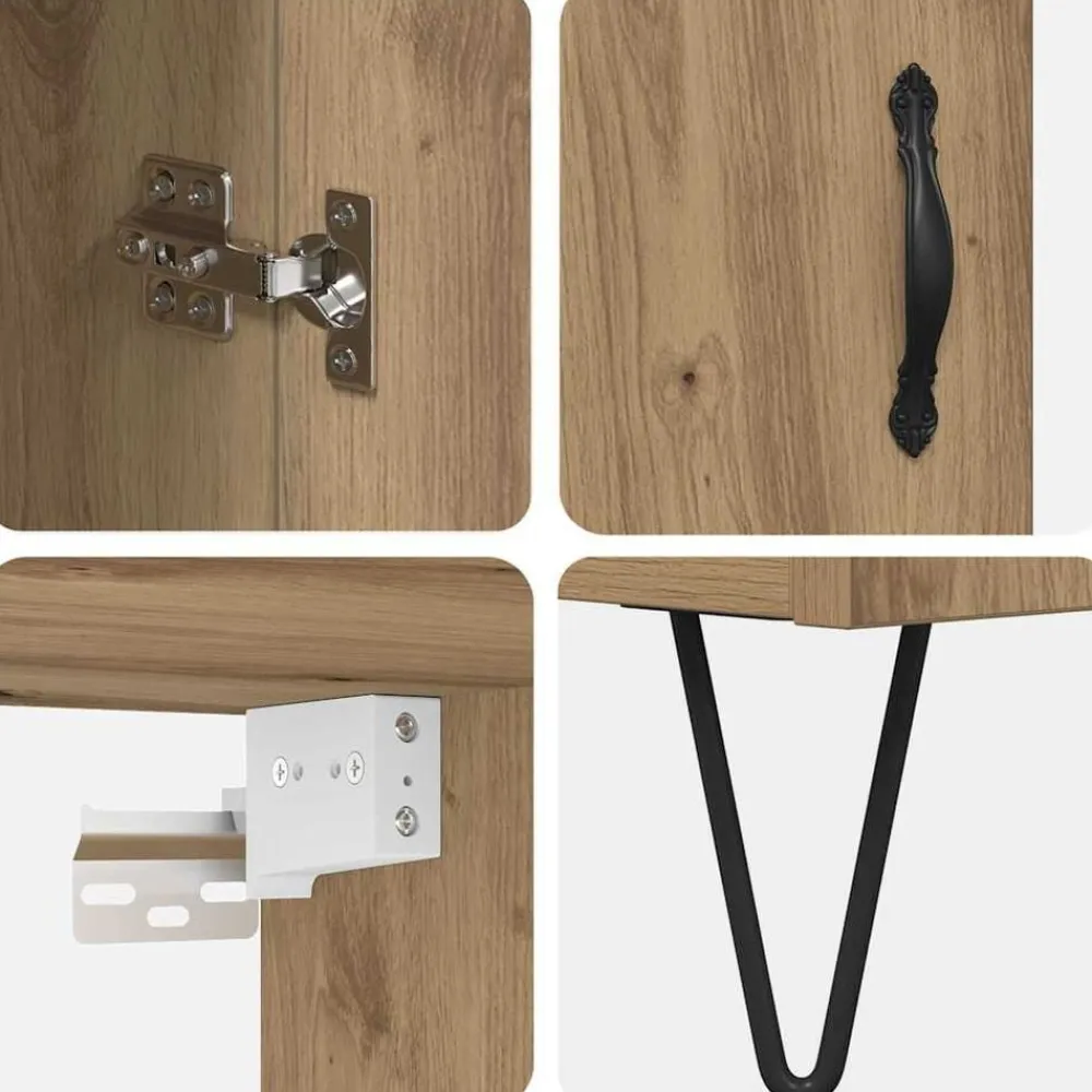 vidaXL Armarios Y Almacenamiento-Alacena Roble artesanal 34,5 x 34 x 90 cm Madera contrachapada