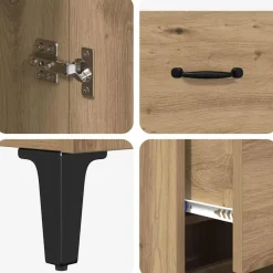 vidaXL Alacena Roble artesanal 69,5 x 34 x 180 cm Madera contrachapada Roble artisan Discount