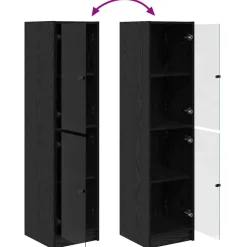 vidaXL Alacena 35 x 37 x 142 cm Madera contrachapada Roble negro Clearance