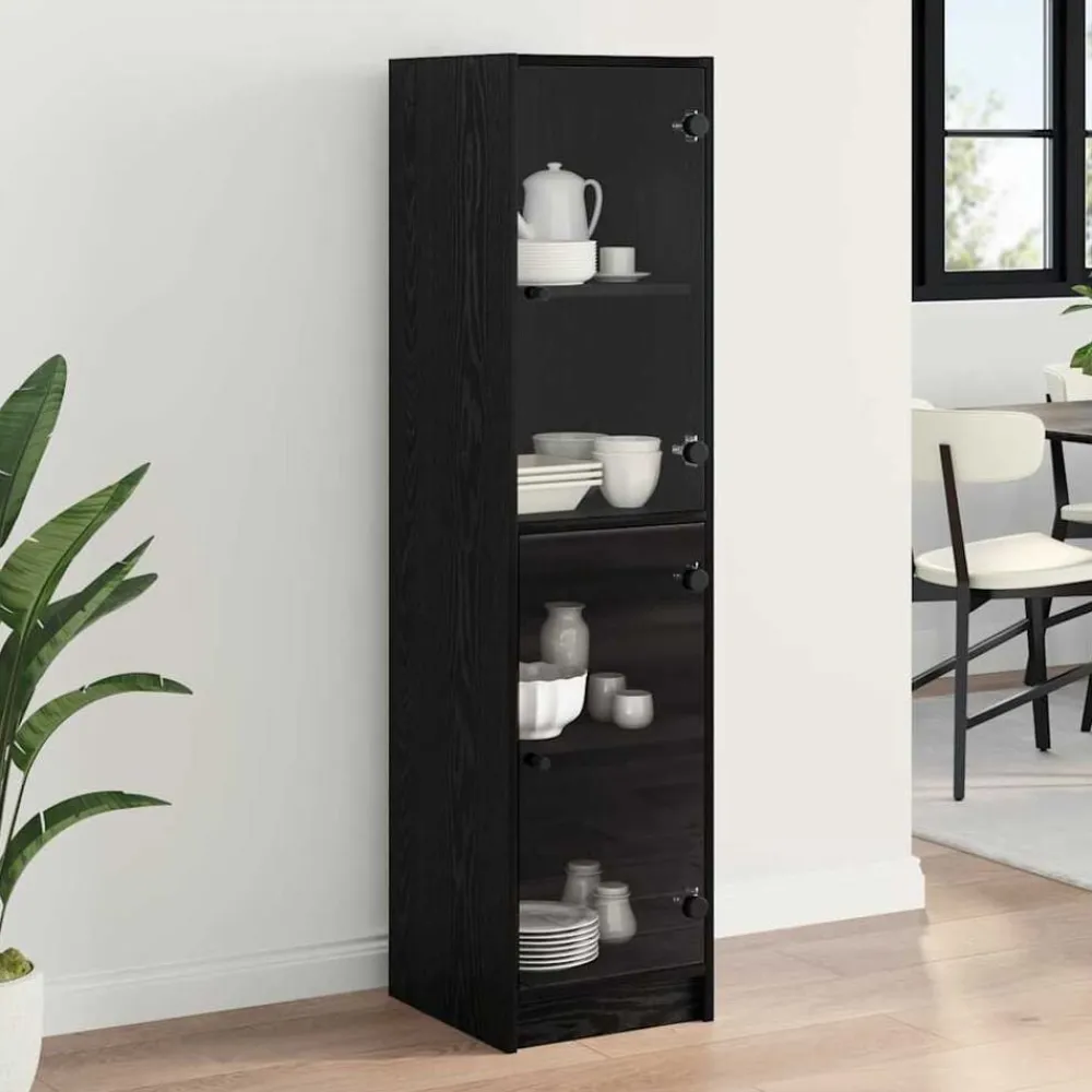 vidaXL Alacena 35 x 37 x 142 cm Madera contrachapada Roble negro Clearance