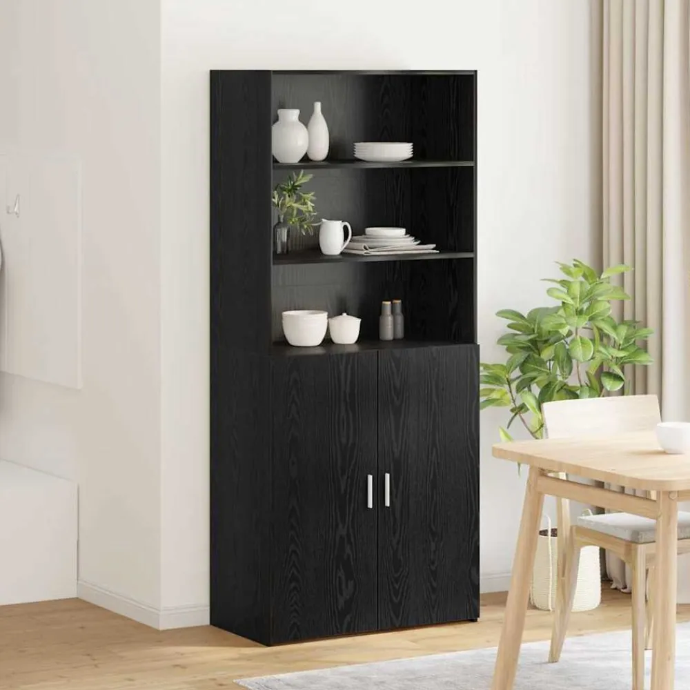 vidaXL Alacena 80 x 42,5 x 185 cm Madera contrachapada Roble negro Clearance