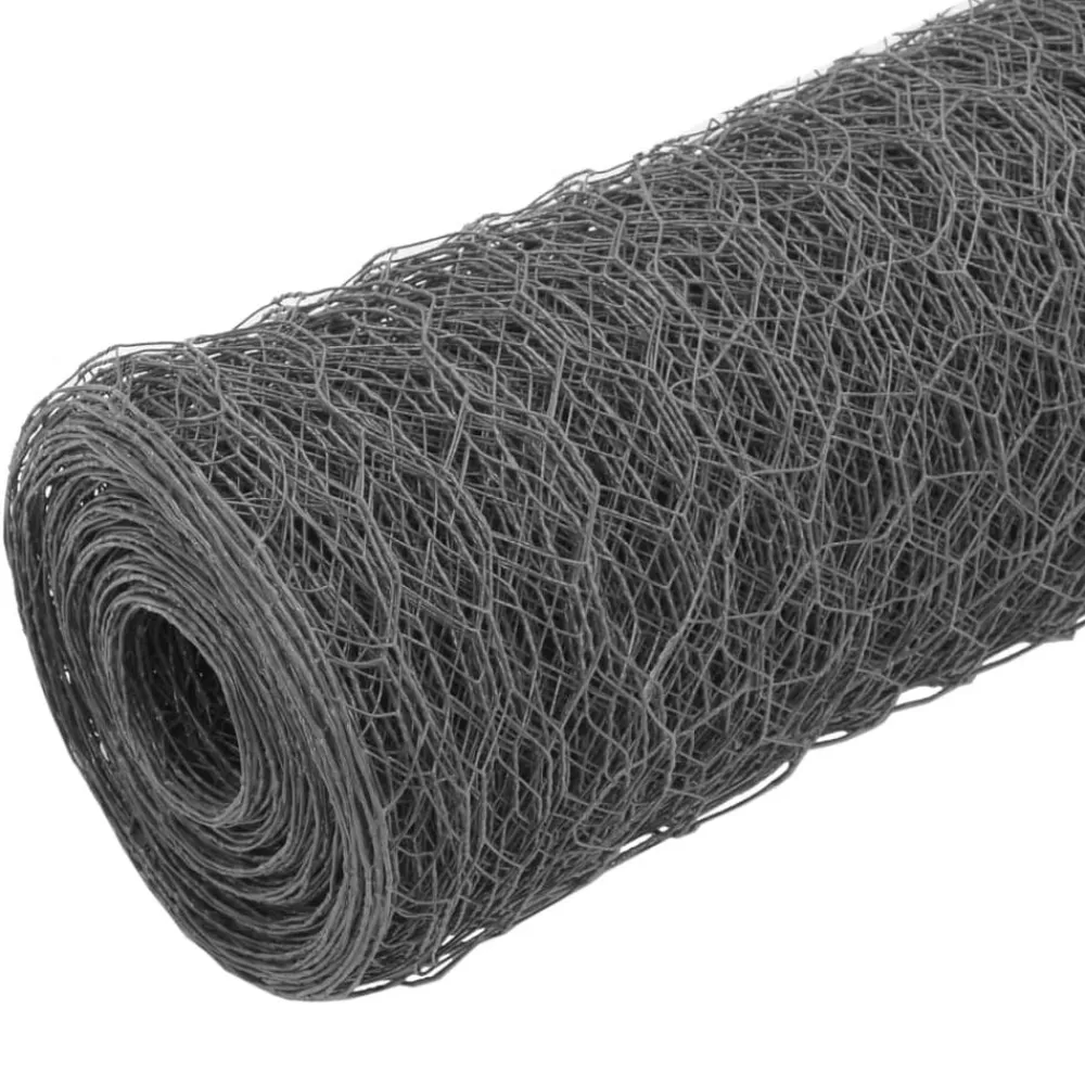 vidaXL Alambrada de gallinero acero revestimiento PVC 25x0,5 m Gris Hot