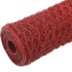 vidaXL Alambrada de gallinero acero revestimiento PVC 25x1 m Rojo Discount