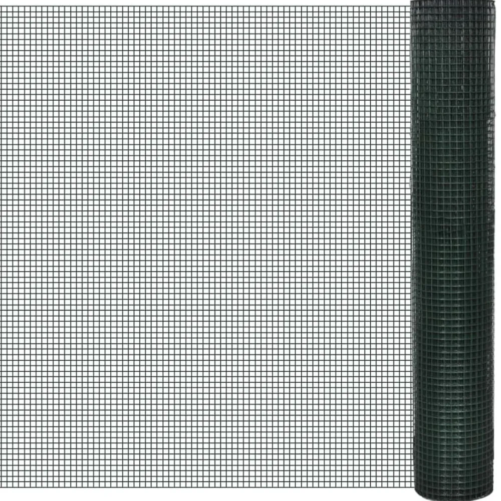 vidaXL Vallas De Jardín-Alambrada de gallinero acero recubrimiento PVC gris 25x0,5 m