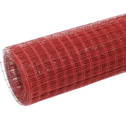 vidaXL Alambrada de gallinero acero revestimiento PVC 10x1 m Rojo Best