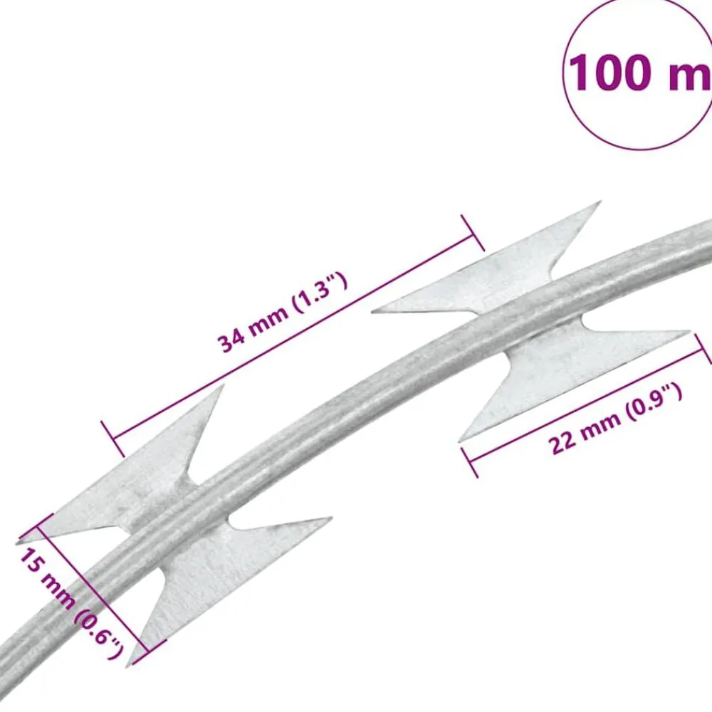 vidaXL Accesorios De Bricolaje-Alambre de espino concertina helicoidal acero galvanizado 100 m