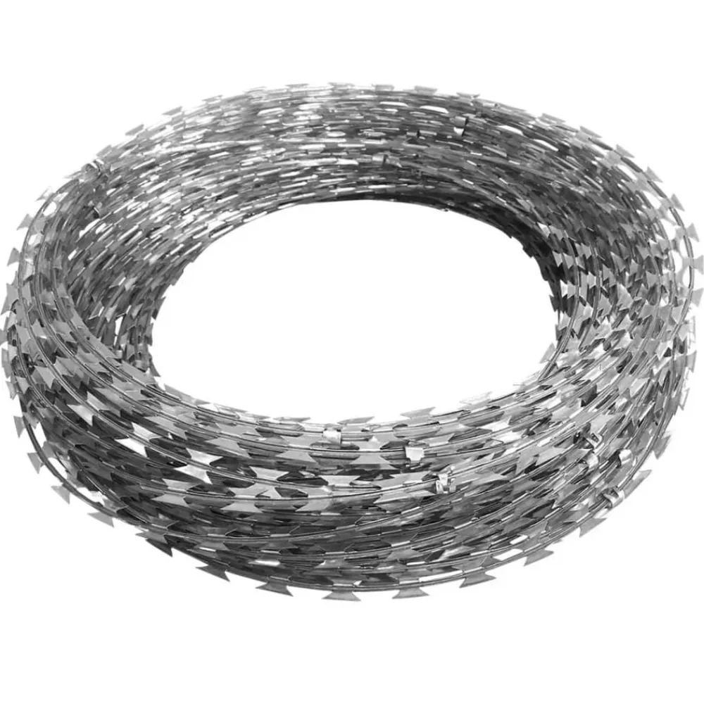 vidaXL Accesorios De Bricolaje-Alambre para concertina BTO-22 con clips acero galvanizado 60 m