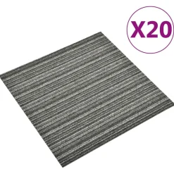 vidaXL Alfombra 20 pcs 50 x 50 cm 100% Polipropileno Antracita a rayas Hot