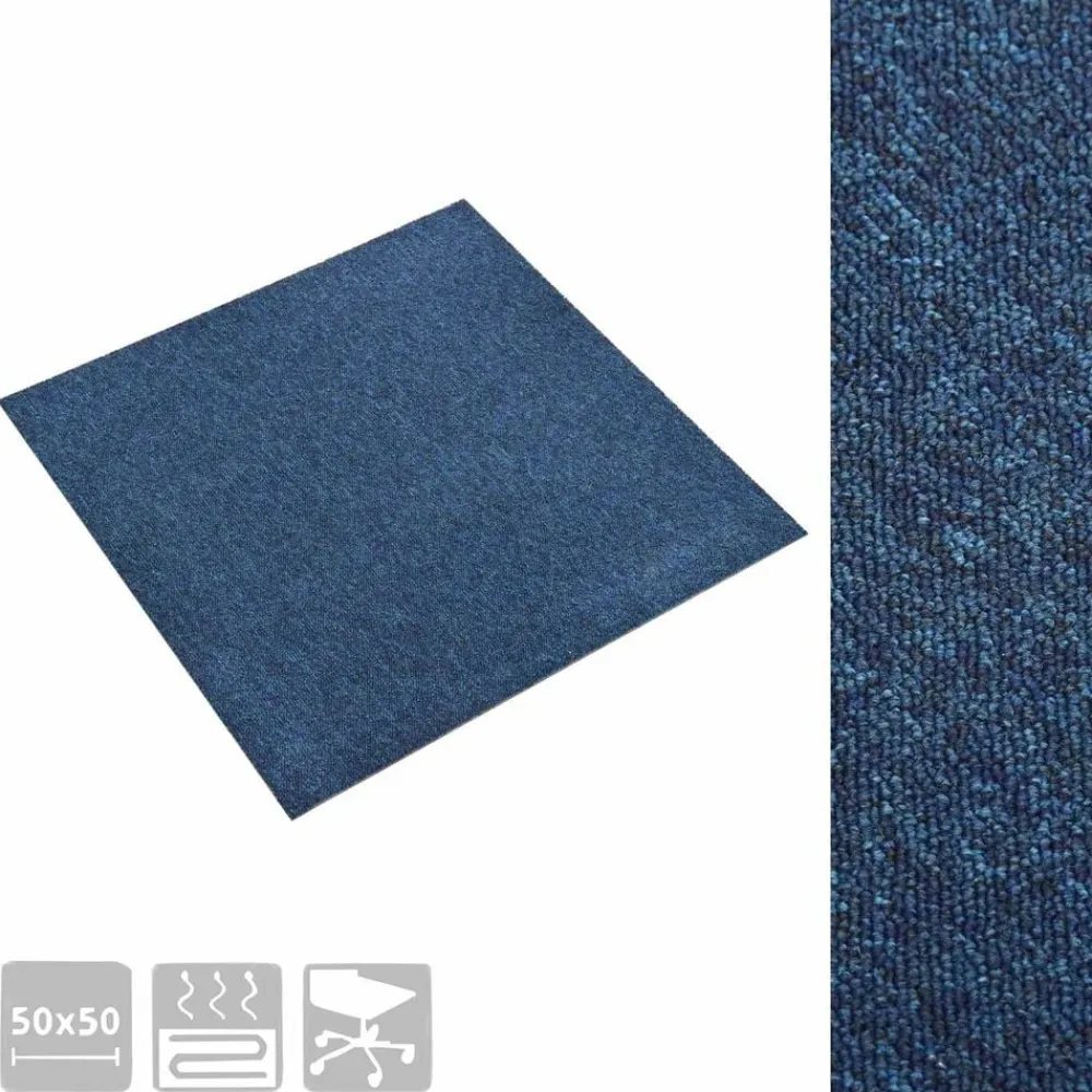 vidaXL Alfombra 20 pcs 50 x 50 cm 100% Polipropileno Azul oscuro Hot
