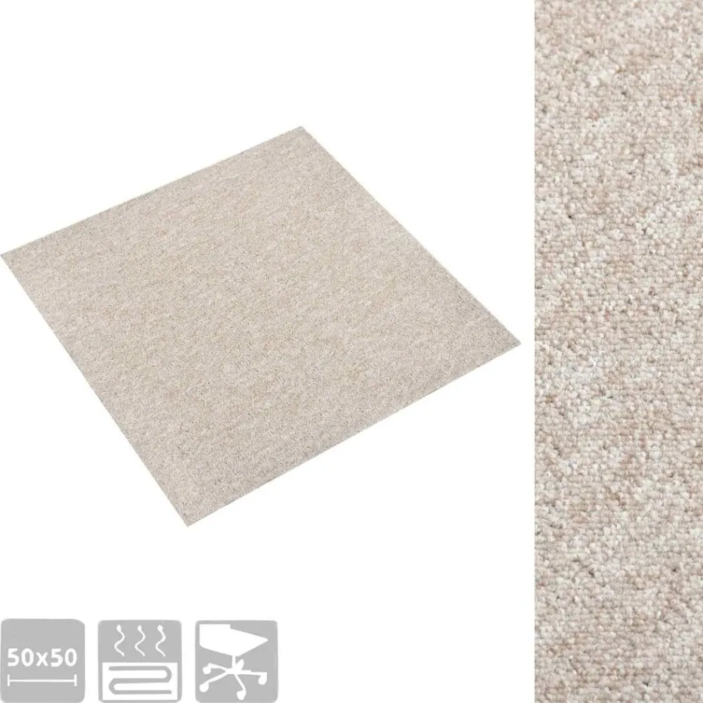 vidaXL Alfombra 20 pcs 50 x 50 cm 100% Polipropileno Beige claro Best