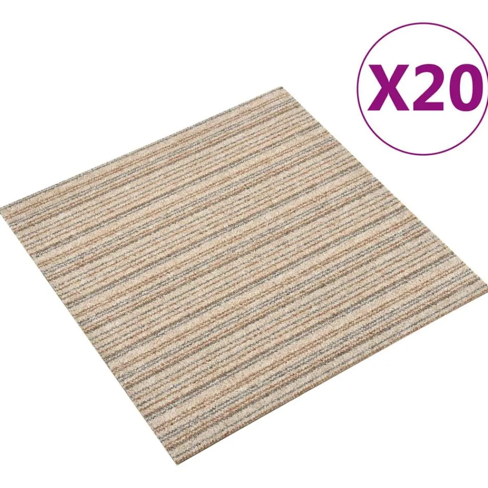 vidaXL Alfombra 20 pcs 50 x 50 cm 100% Polipropileno Beige a rayas