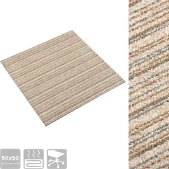 vidaXL Alfombra 20 pcs 50 x 50 cm 100% Polipropileno Beige a rayas