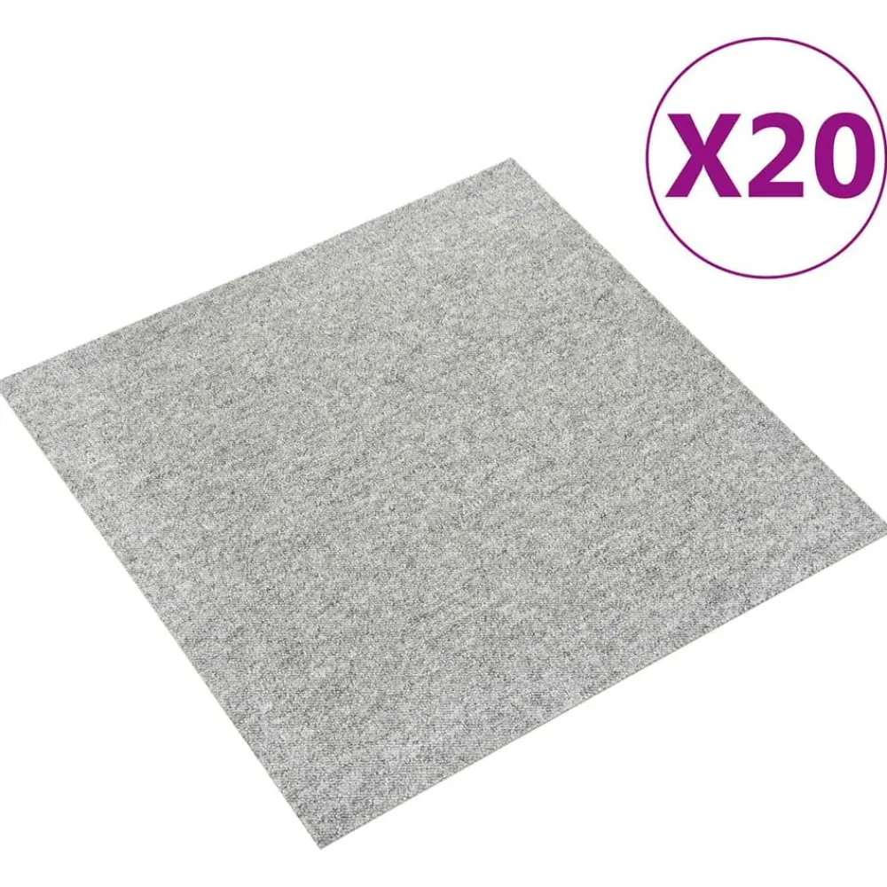 vidaXL Alfombra 20 pcs 50 x 50 cm 100% Polipropileno Gris claro New