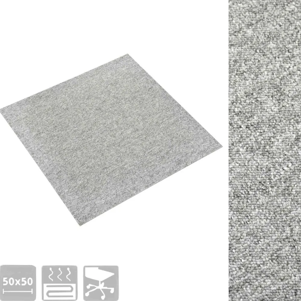 vidaXL Alfombra 20 pcs 50 x 50 cm 100% Polipropileno Gris claro New
