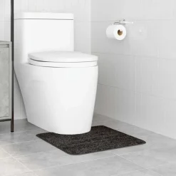 vidaXL Alfombra antideslizante para baño con corte para inodoro Gris oscuro Hot