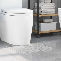 vidaXL Accesorios Para El Baño-Alfombra antideslizante para baño con corte para inodoro