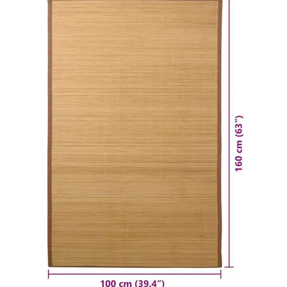 vidaXL Alfombra de bambú color natural 100x160 cm Marrón Clearance