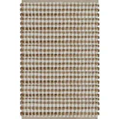 vidaXL Accesorios Para El Baño-Alfombra de baño tejida a mano de yute y tela natural y blanca