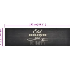 vidaXL Alfombra de cocina lavable terciopelo negro 45x150 cm Negro y blanco Clearance