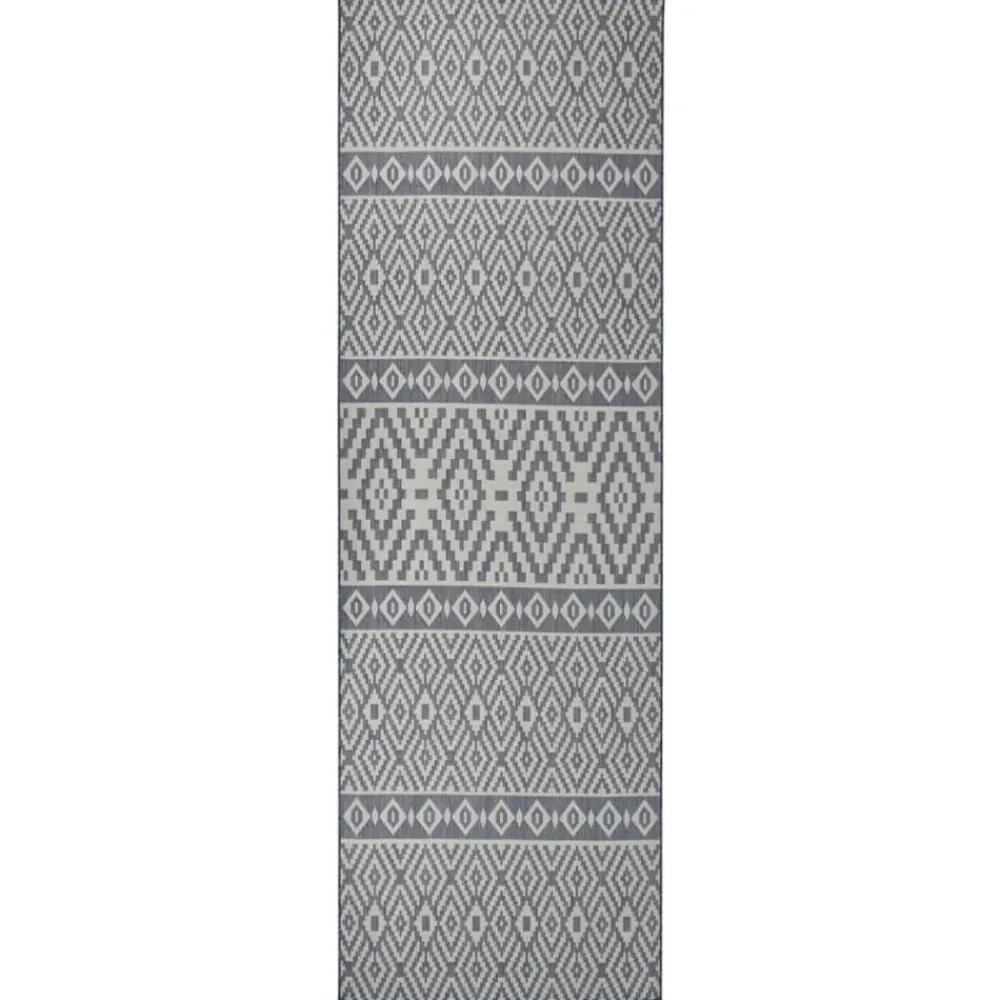 vidaXL Alfombra de exterior de tejido plano 80x250 cm Rayas azules Hot