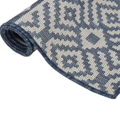 vidaXL Alfombra de exterior de tejido plano 80x250 cm Rayas azules Hot