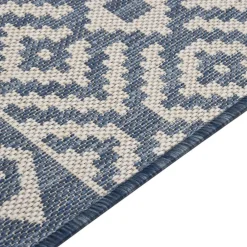 vidaXL Alfombra de exterior de tejido plano 80x250 cm Rayas azules Hot