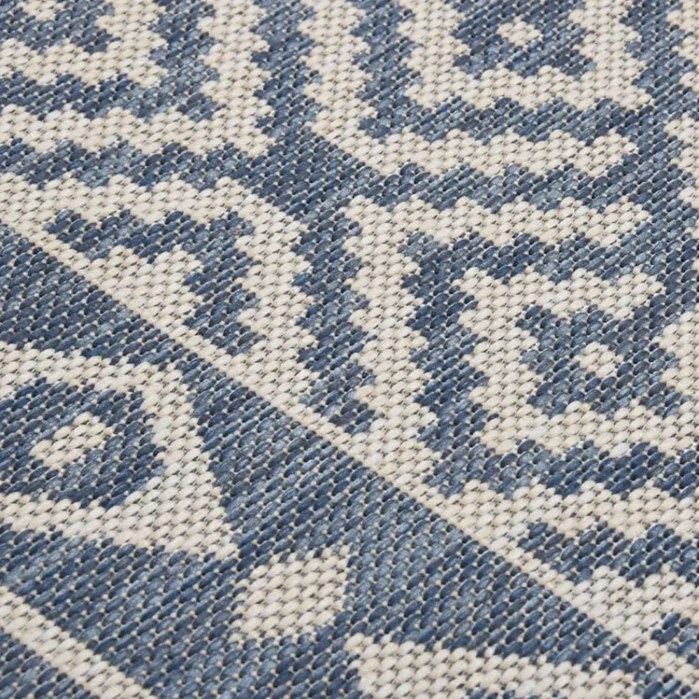 vidaXL Alfombra de exterior de tejido plano 80x250 cm Rayas azules Hot
