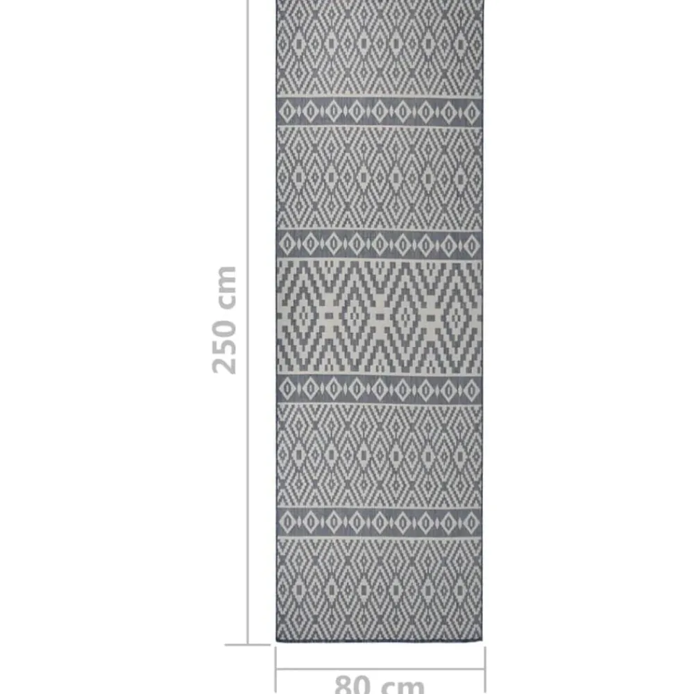 vidaXL Alfombra de exterior de tejido plano 80x250 cm Rayas azules Hot