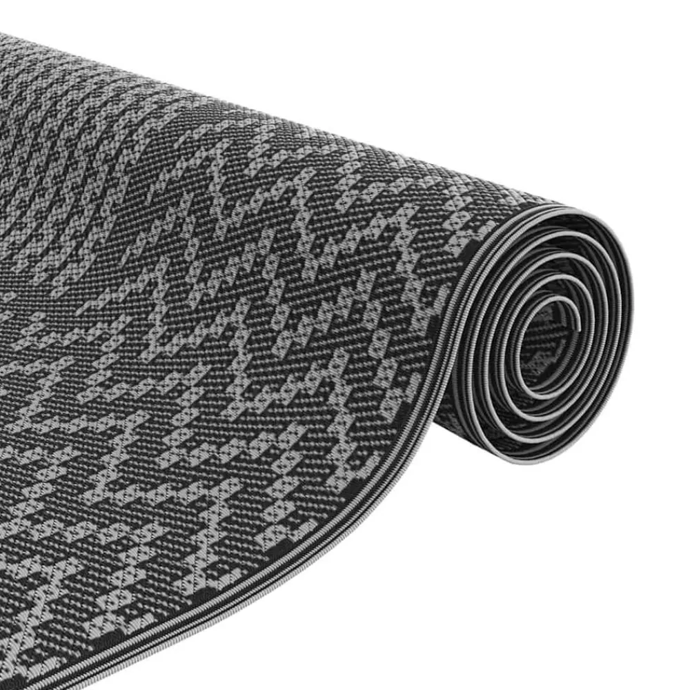 vidaXL Alfombra de exterior Chevron ARAKIL Negro y Gris 600 x 300 cm New
