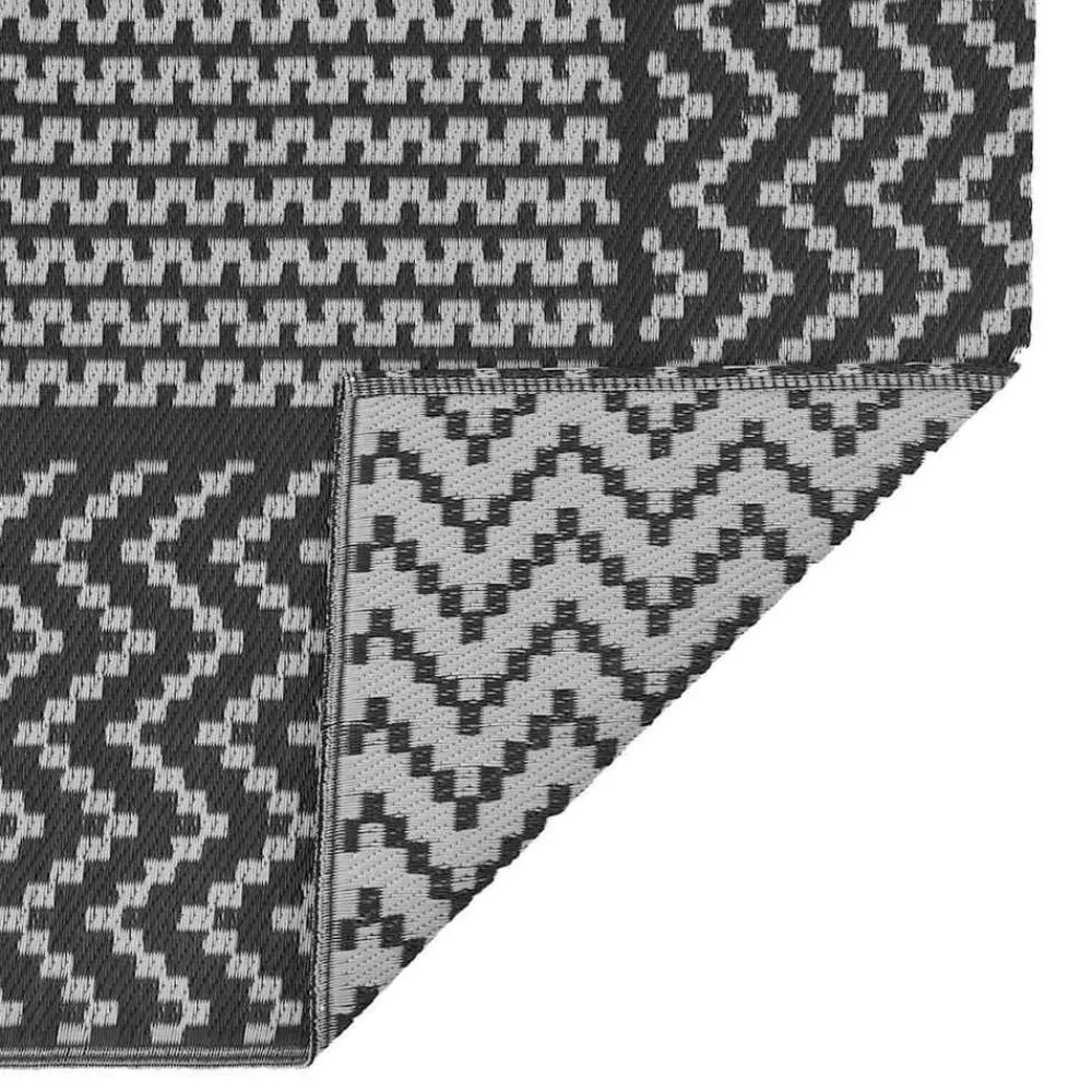 vidaXL Alfombra de exterior Chevron ARAKIL Negro y Gris 600 x 300 cm New